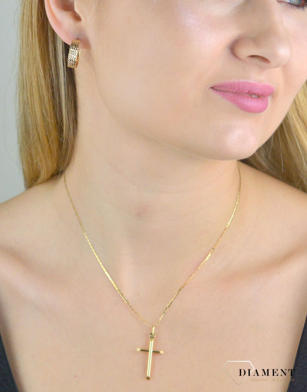 Złote kolczyki damskie 375 kółeczka grawerowane KL 11232 375.jpg